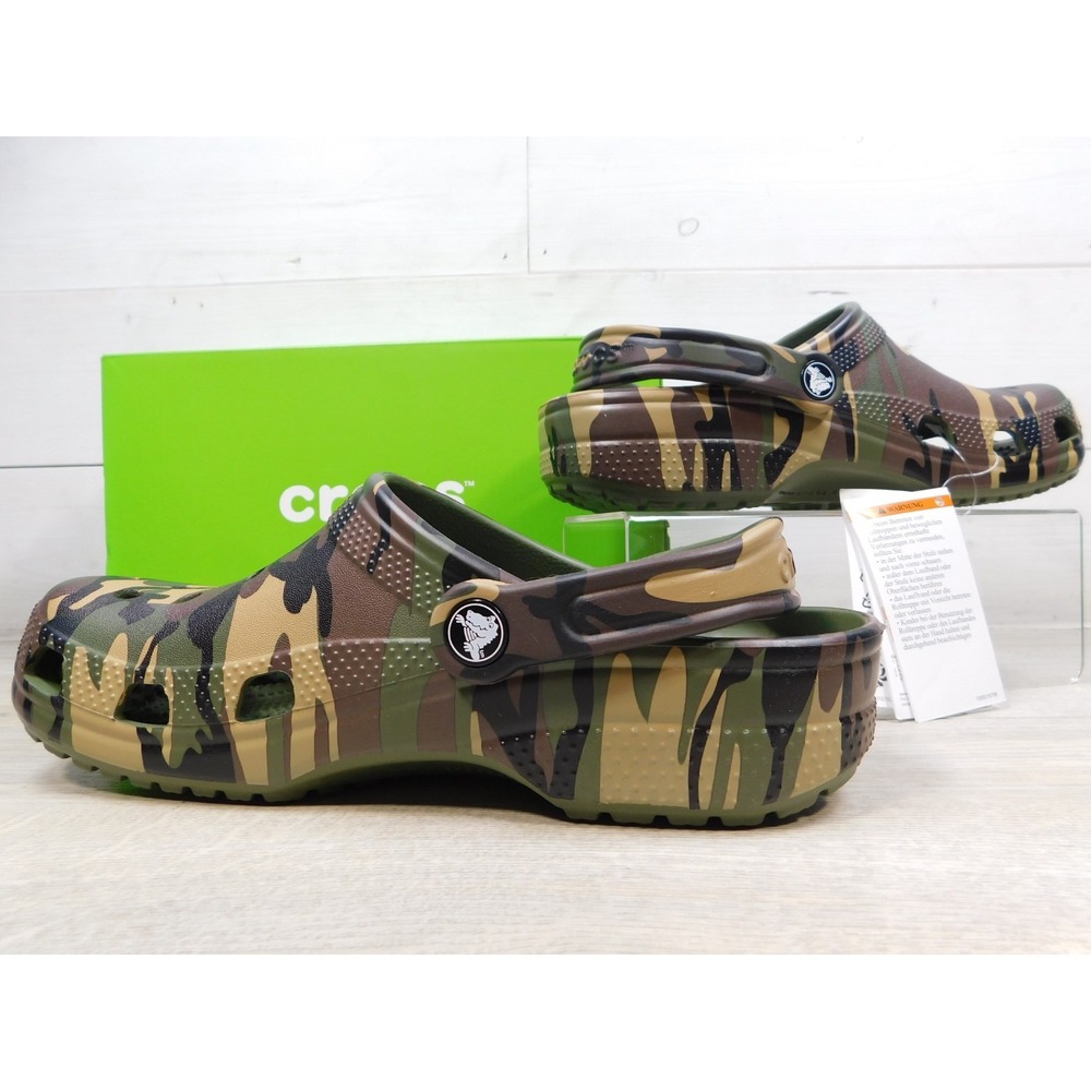 Crocs Classic Camo Clog Army Green Multi Shoes Boys Kid Size J6 Womens 8 Slip On - Picture 4 of 9